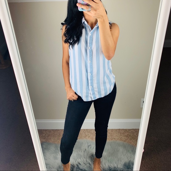 Striped button down top - Picture 1 of 8